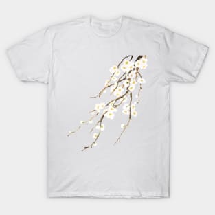 white plum flowers blossom watercolor T-Shirt